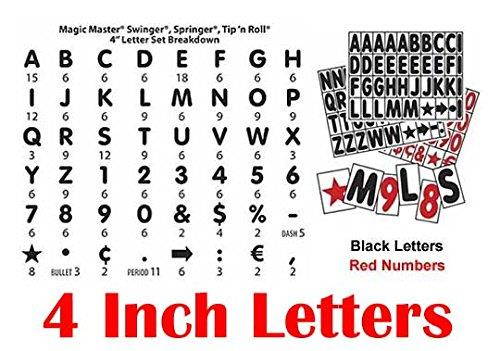 Sidewalk Sign Replacement Letter Set for White Signs, 4 Inch Letters Fit 24x36 Inch Sign Faces