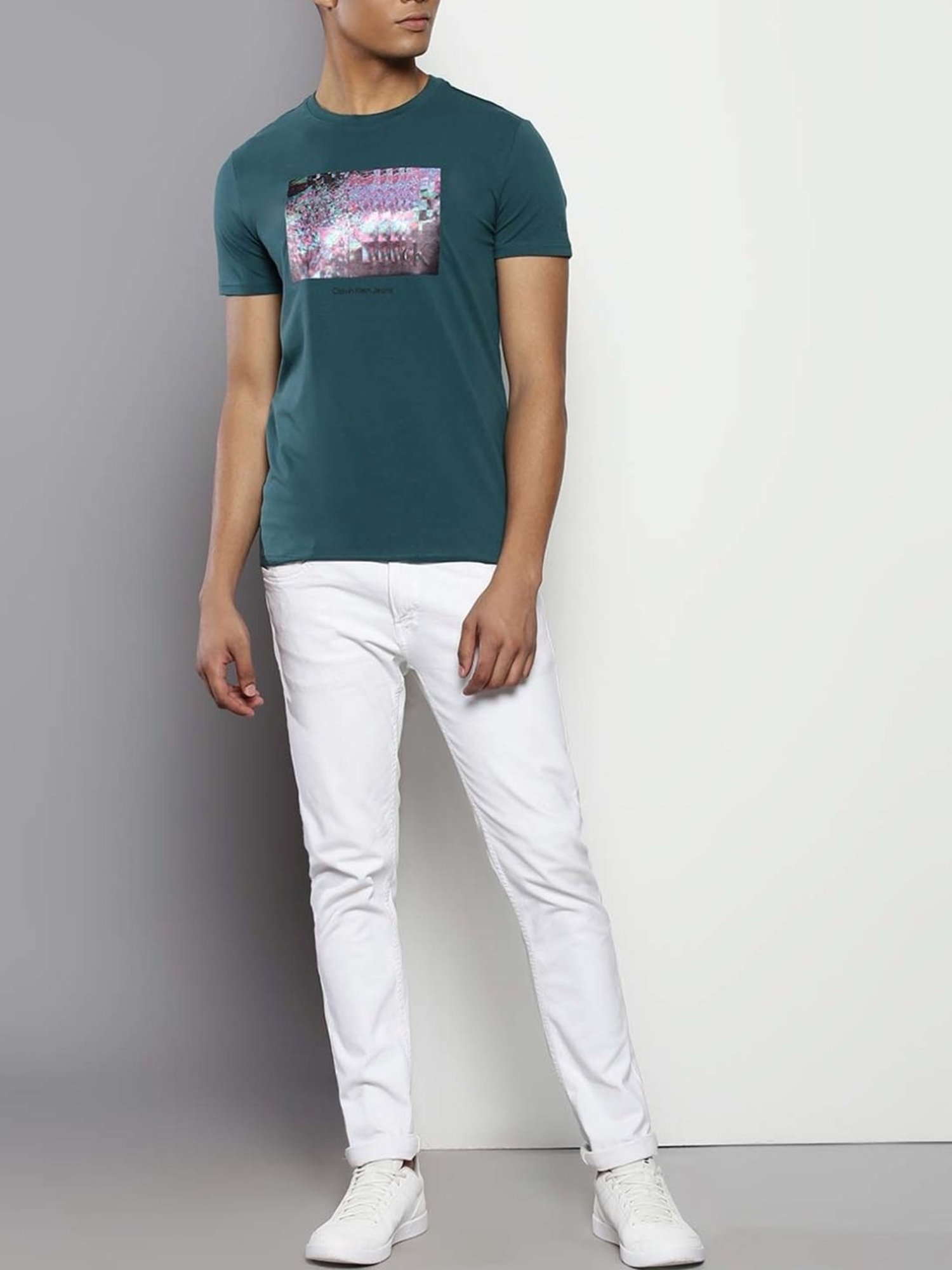 Calvin Klein Atlantic Deep Cotton Slim Fit Printed T-Shirt