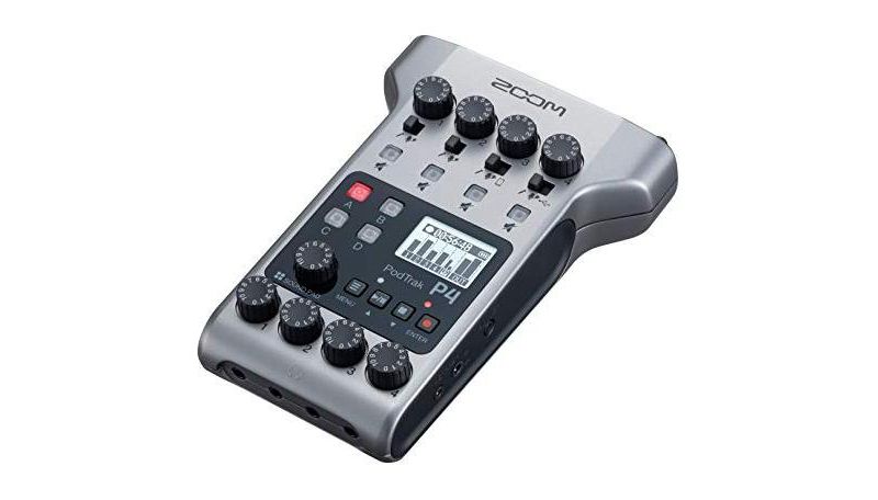 Zoom PodTrak P4 Podcast Recorder, Battery Powered, 4 Microphone Inputs, 4 Headphone Outputs, Phone Input, Sound Pads, Record to SD card, Audio Interface Mode