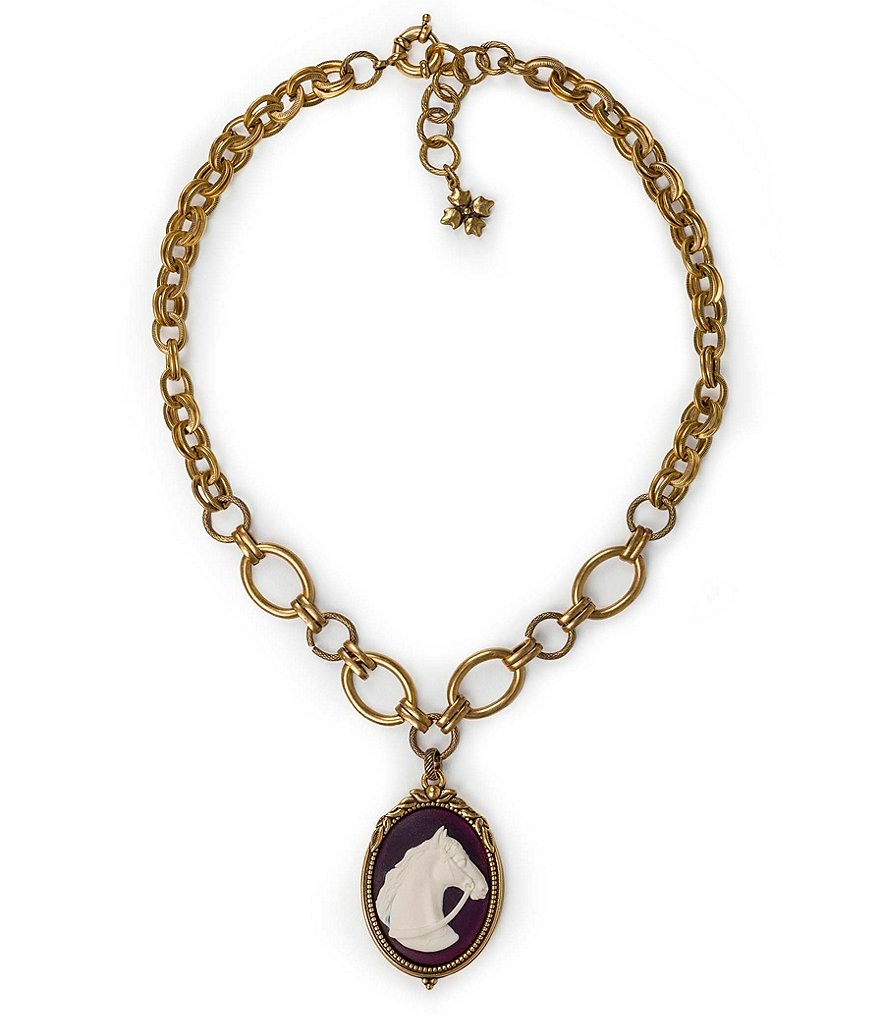 Patricia Nash Cameo Equestrian Pendant Necklace