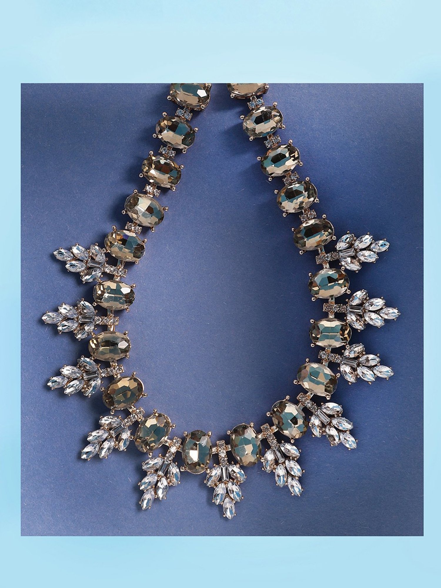 SOHI Gold Plated Party Designer Stone Statement Necklace For Women