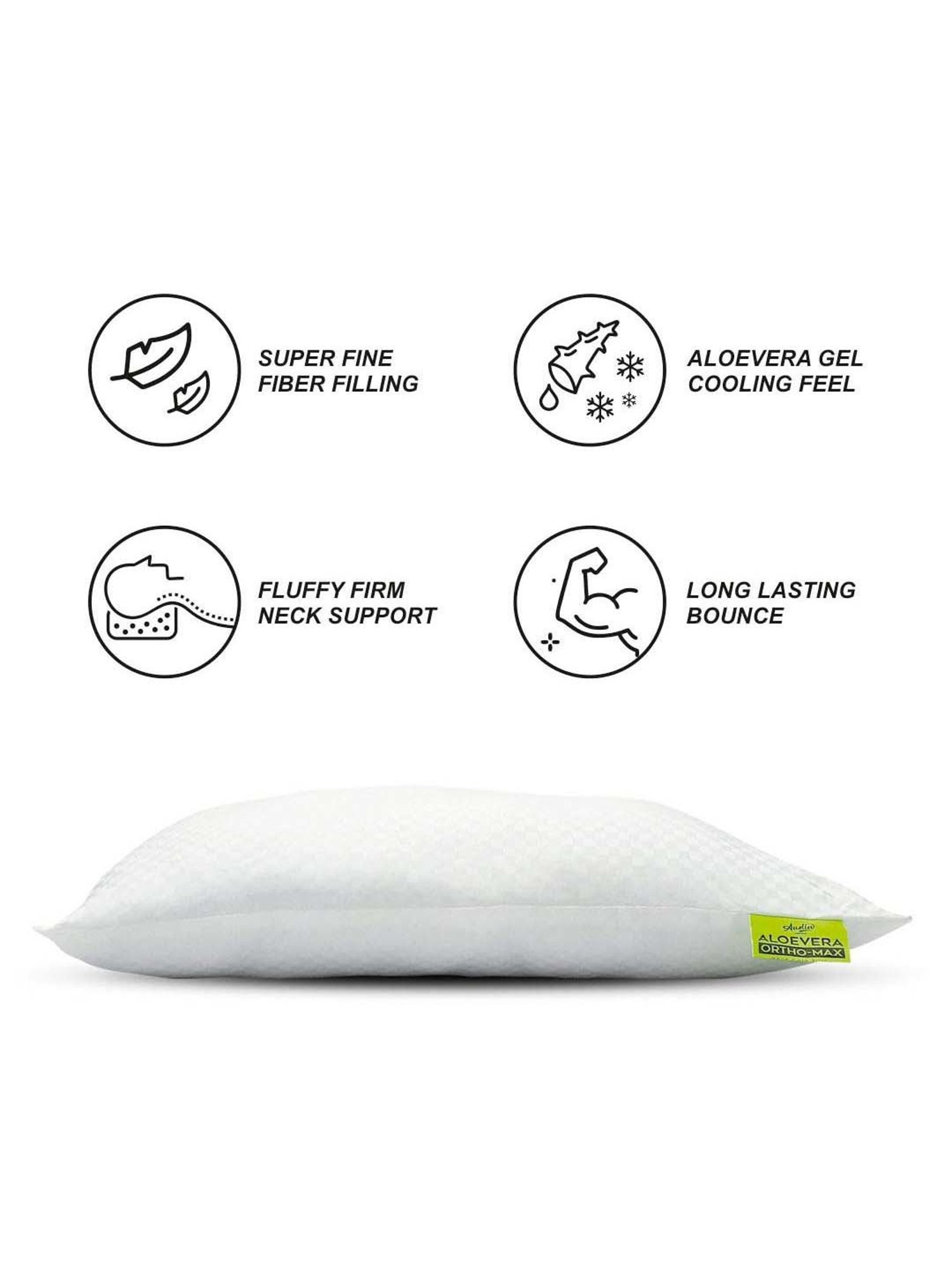 Bianca Aloevera Ortho-max White Sleeping Pillow With Silky Smooth Micro Fabric Shell - Set of 4