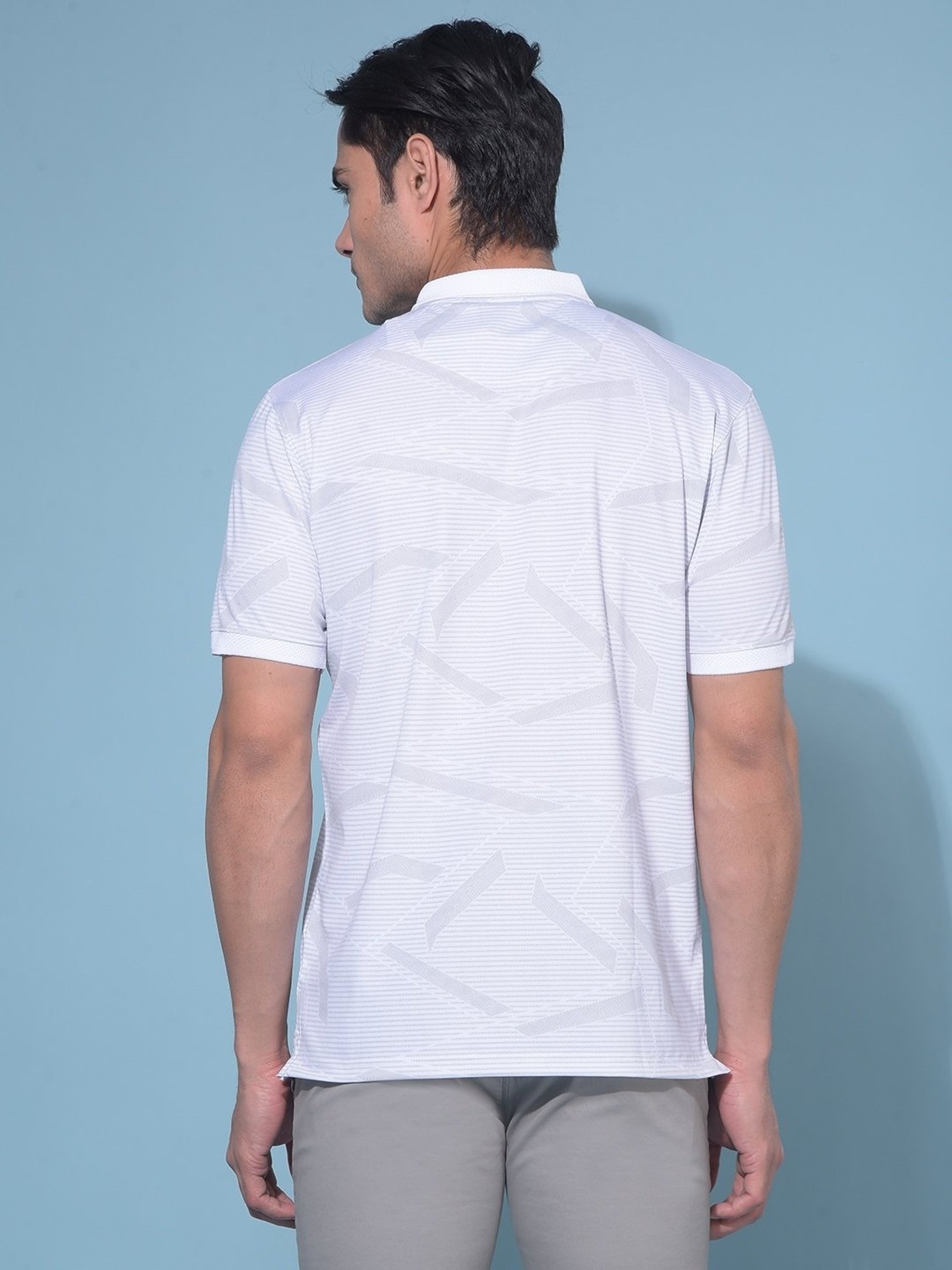 Crimsoune Club White Slim Fit Printed Polo T-Shirt