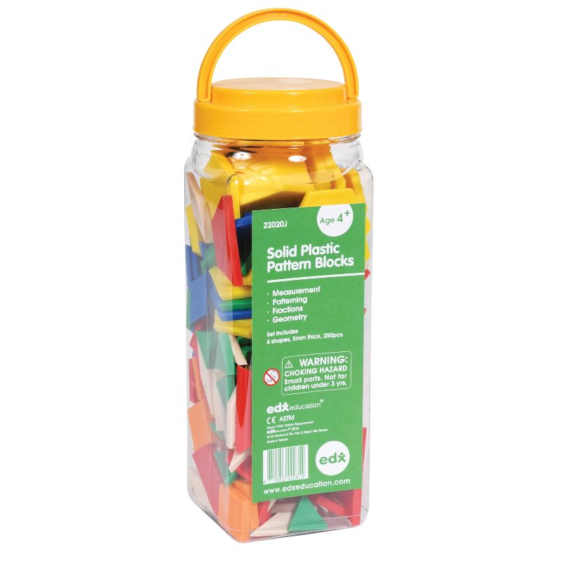 Edx Education Plastic Pattern Blocks - Set of 250 - Ages 4+