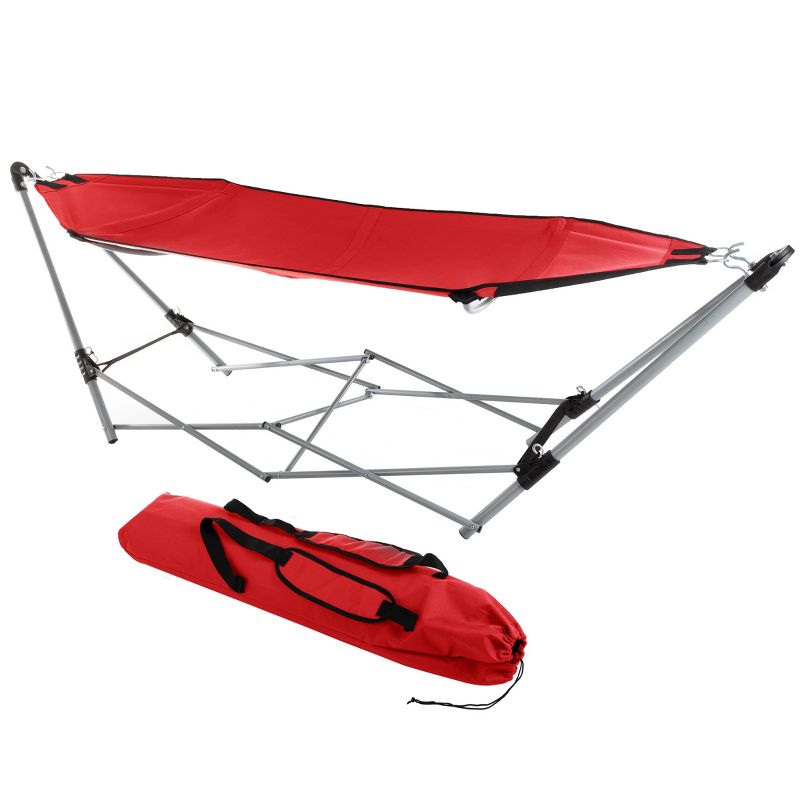 Hastings Home Portable Hammock with Stand, Red