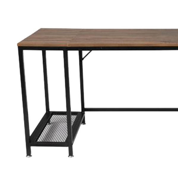 UKCOCO 59" Gaming Desk Computer Desk Home Office Desk Work Table Study Writing Table Workstation Desk with double shelf black for Home Office Furniture Wood Color