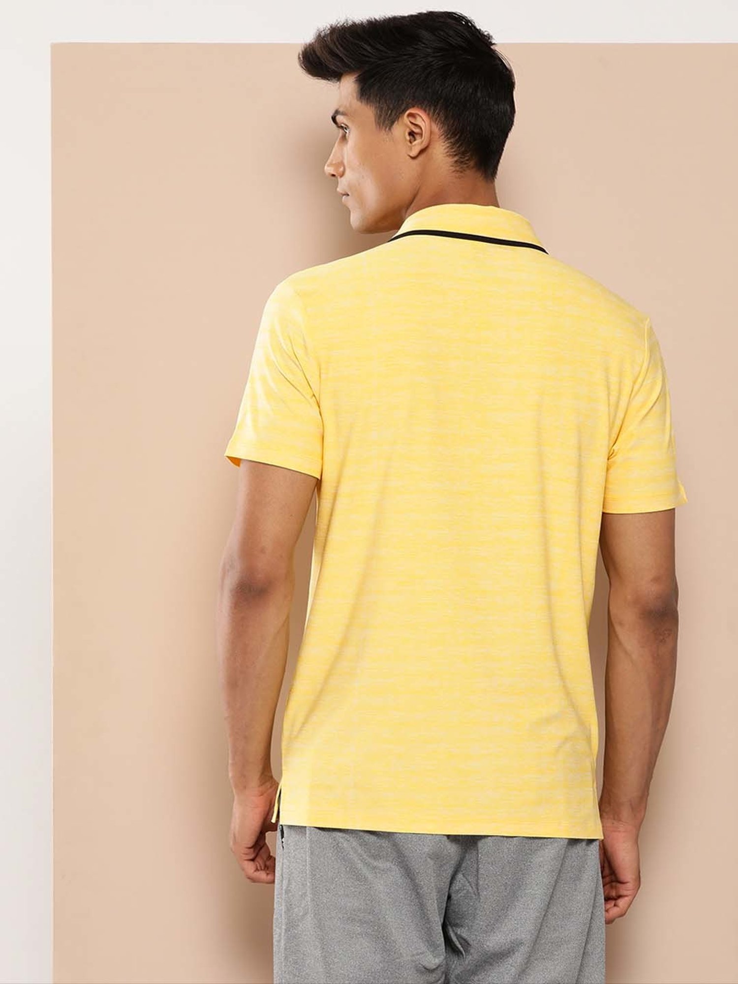ALCIS Yellow Slim Fit Golf Polo T-Shirt