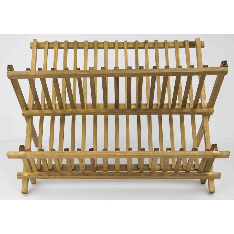 Home Basics Rustic Collection Pine Folding Dish Rack