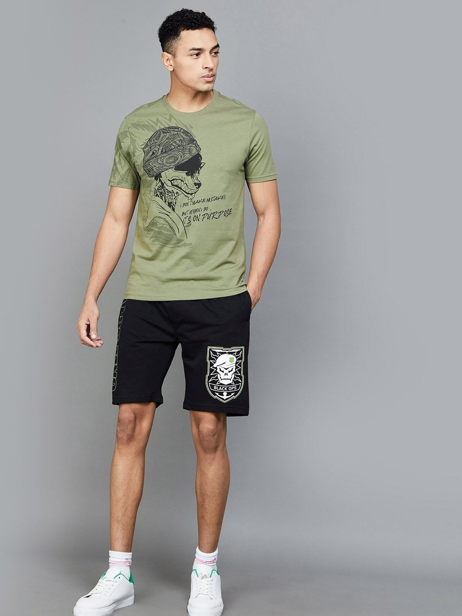 Forca by Lifestyle Sage Cotton Regular Fit Printed T-Shirt