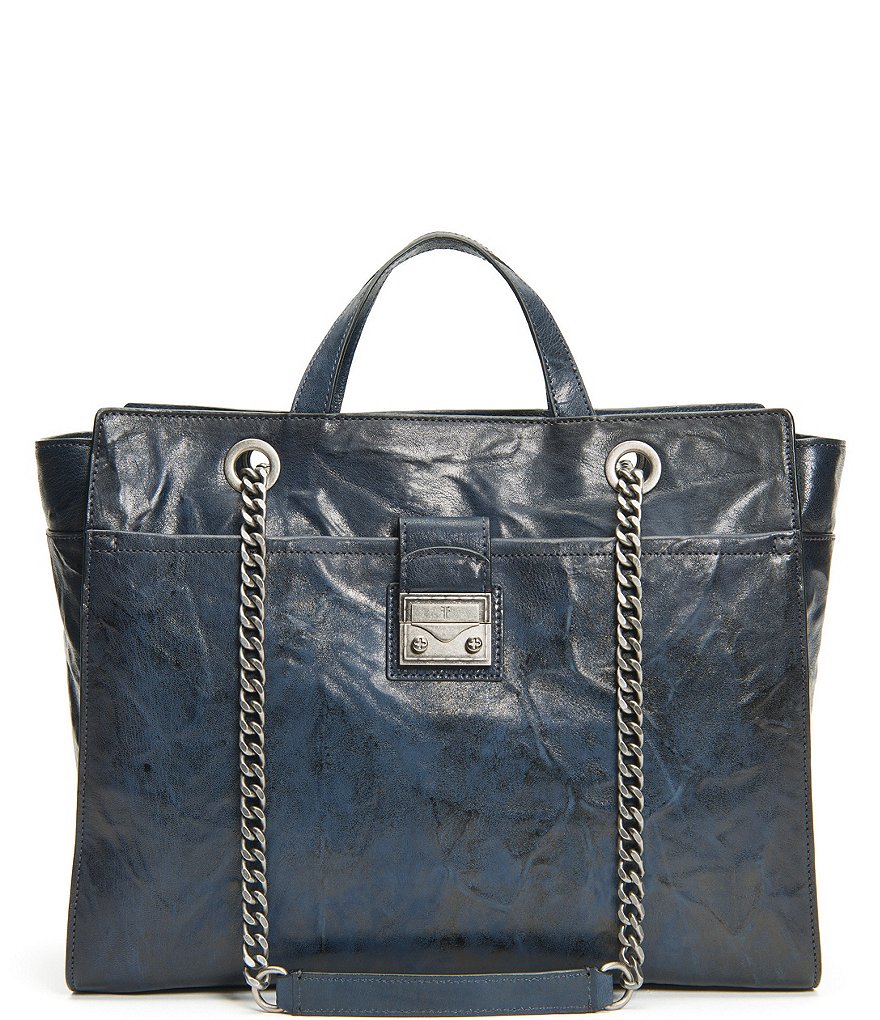 Frye Ella Metallic Leather Top Zip Tote Bag