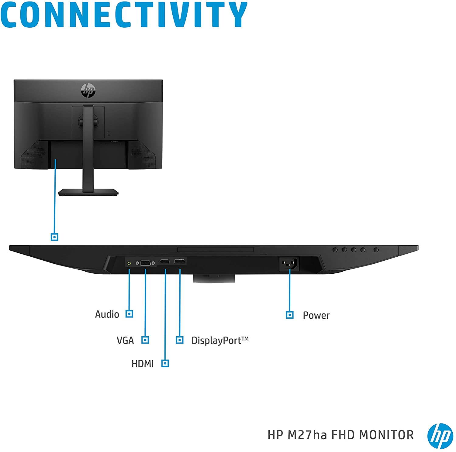 M27ha FHD Monitor - Full HD Monitor (1920 x 1080p) - IPS Panel and Built-in Audio - VESA Compatible 27-inch Monitor Designed for Comfortable Viewing with Height and Pivot Adjustment - (22H94AA#ABA)