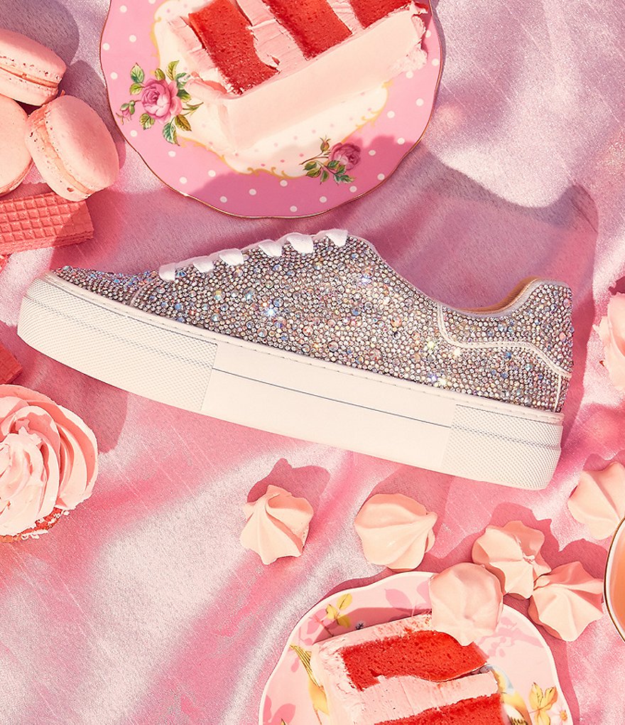 Blue by Betsey Johnson Sidny Rhinestone Embellished Platform Lace-Up Sneakers