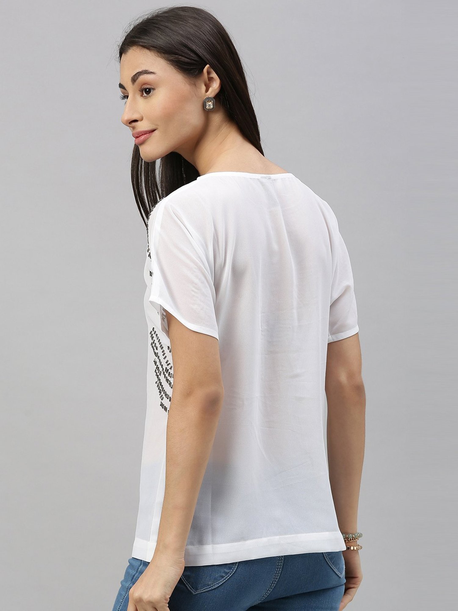 Ishin White Embellished Top