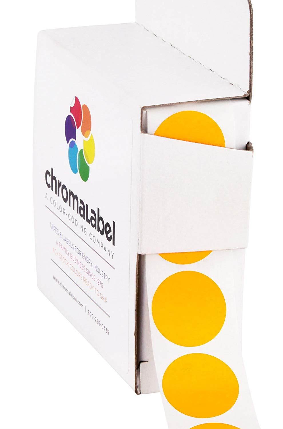 ChromaLabel 3/4 inch Color-Code Dot Labels | 1,000/Dispenser Box (Fluorescent Orange)