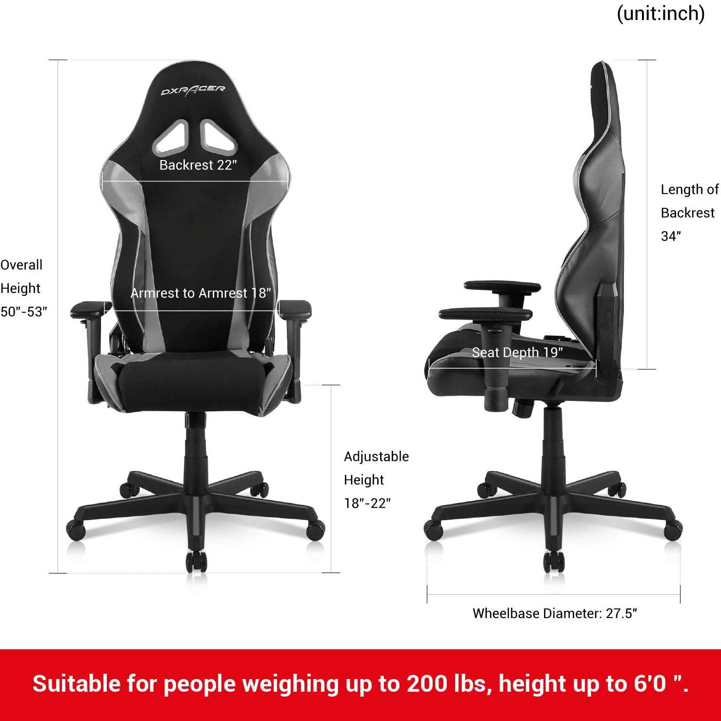 DXRacer OH/RAA106/NG Racing Ergonomic Gaming Home Office Chair, Green and Black