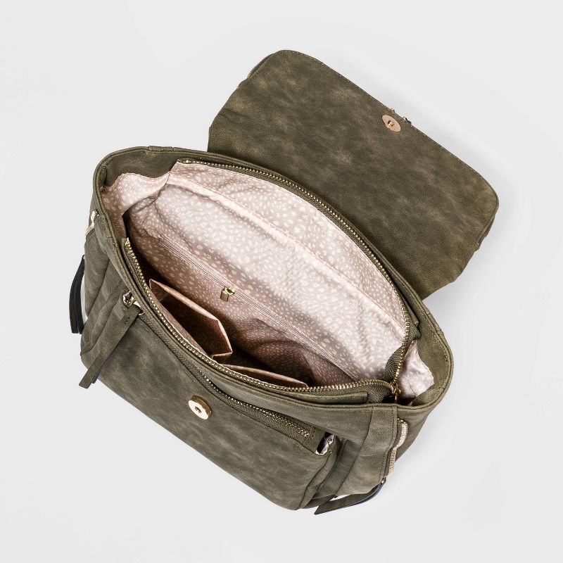 VR NYC Magnetic Closure Ring Shoulder Handbag - Olive Green