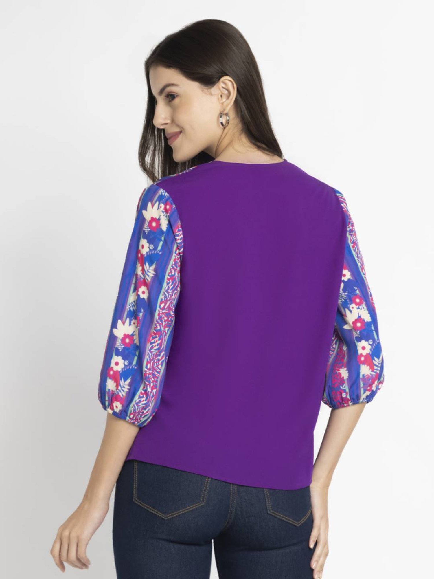 SHAYE Purple Printed Top