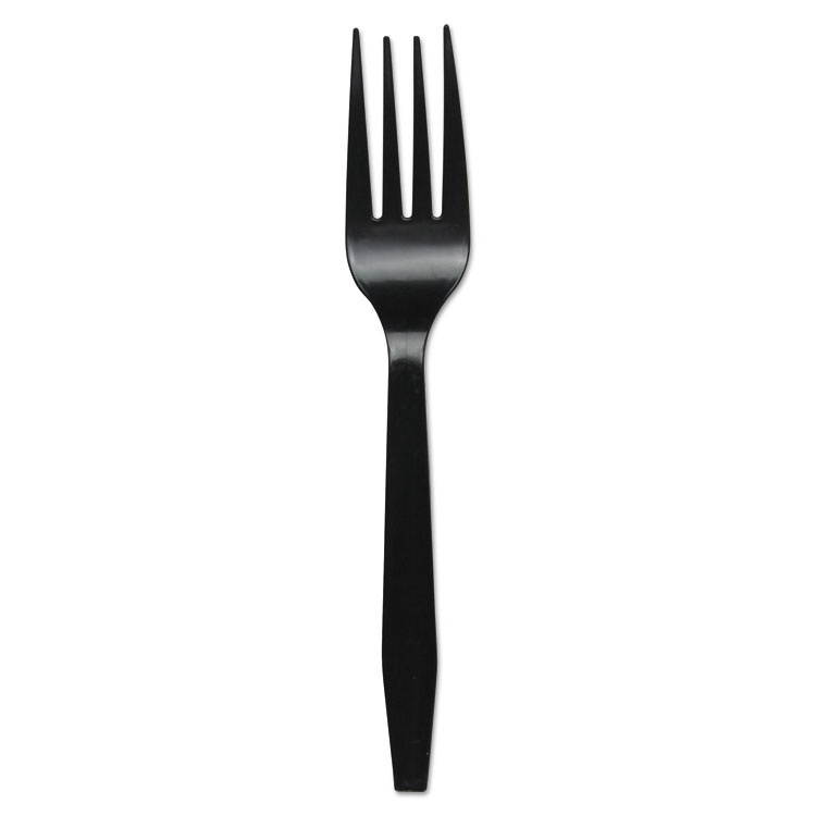 Boardwalk TEAMWPSBLA Mediumweight Polypropylene Cutlery Teaspoon - Black