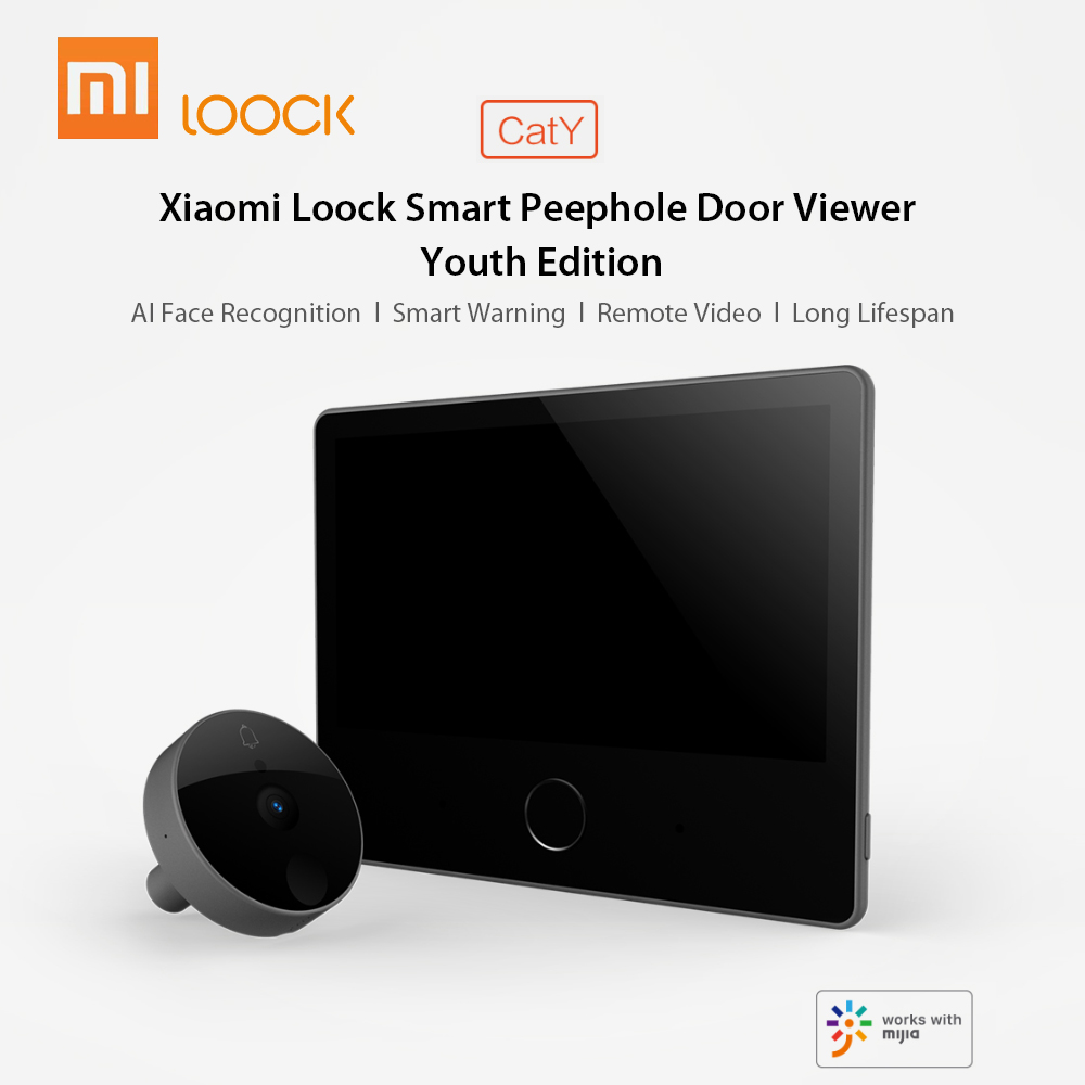 Xiaomi Mijia Loock Smart Peephole Door Viewer CatY Video Doorbell Youth Edition 720P Camera Face Detector Night Vision Anti-Thief Rechargeable IPS Display Wide Angle Monitor for Home Security