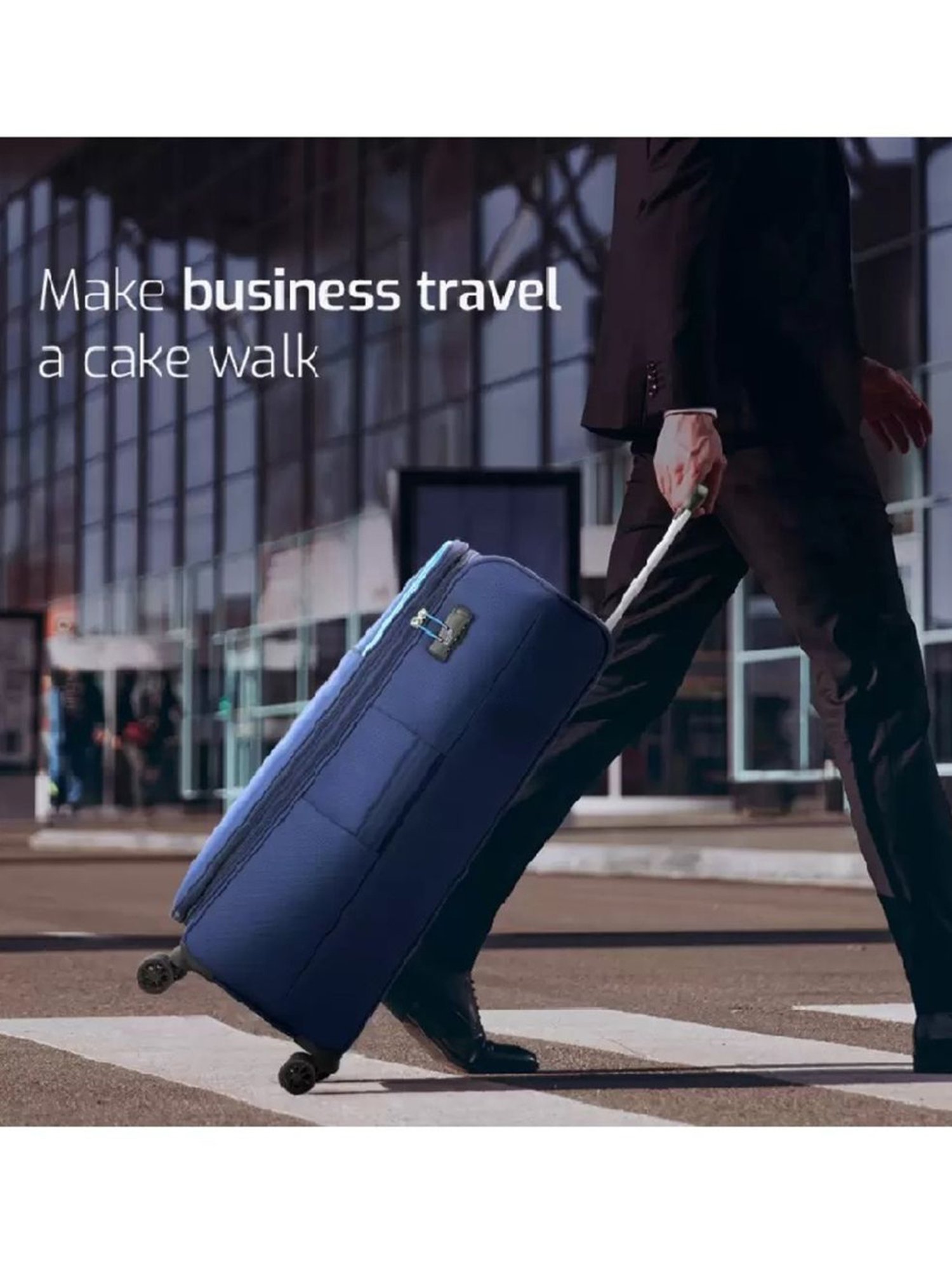 VIP Suprema Blue Solid Soft Medium Trolley Bag - 30 cm