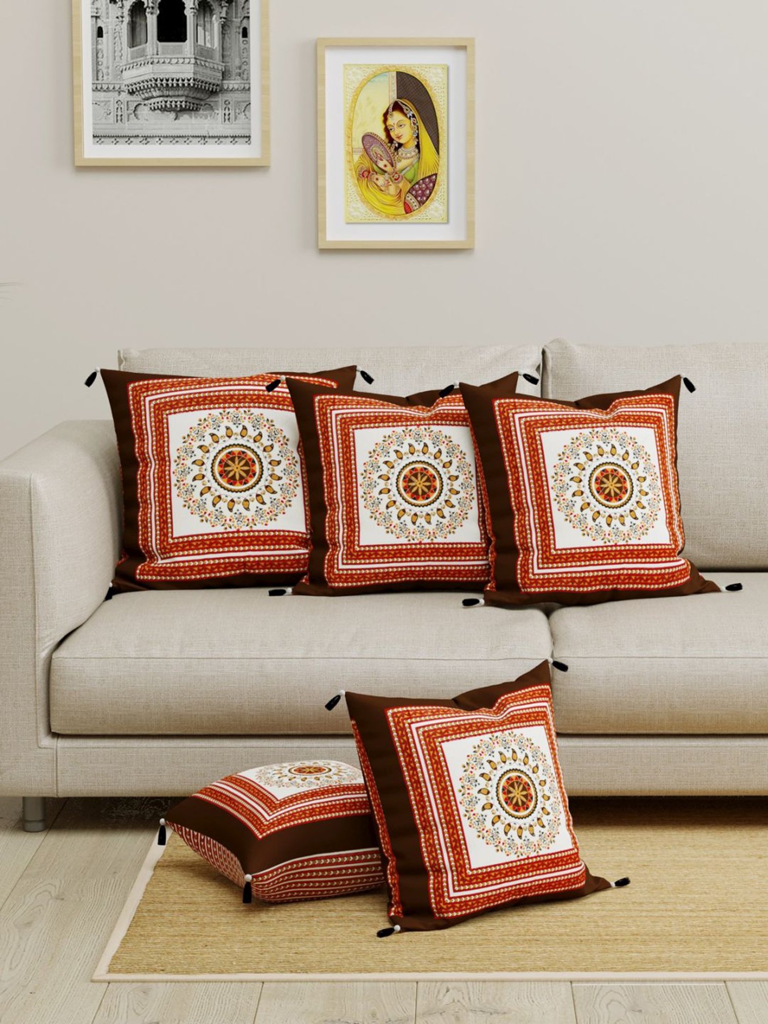 Living Roots Multicolor Cotton Cushion Covers - Set of 5