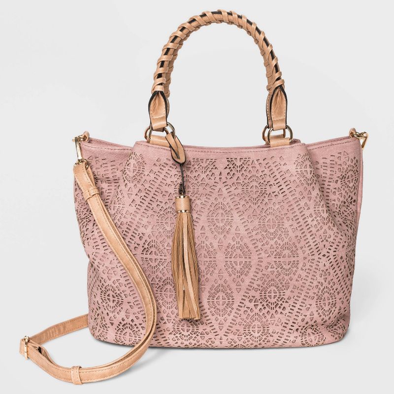 VR NYC Zip Closure Satchel Handbag - Mauve
