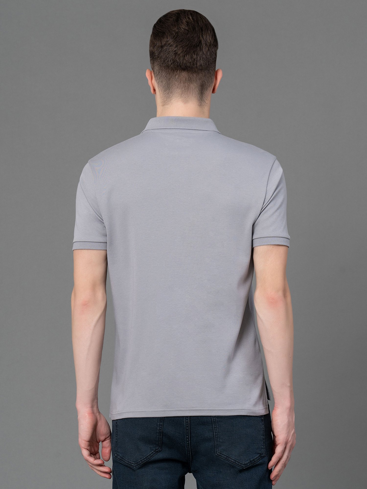 Red Tape Slate Grey Regular Fit Cotton Polo T-Shirt