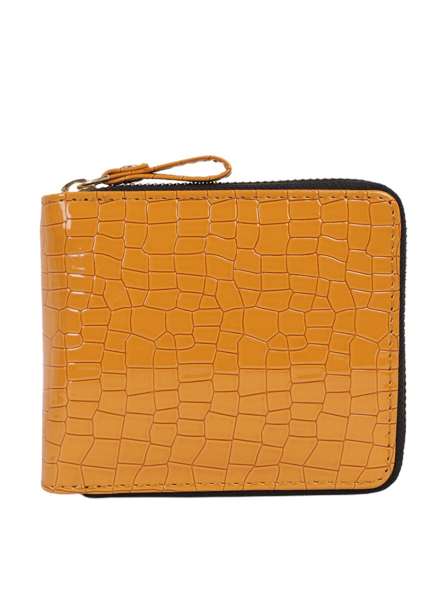 Bagsy Malone Yellow Textured Zip Around Wallet for Women