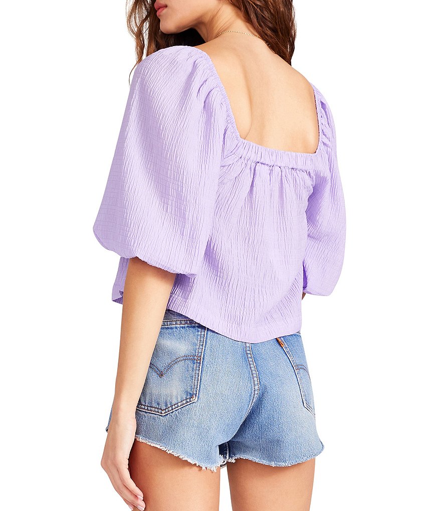 BB Dakota by Steve Madden Peregrine Square Neck Short Puff Sleeve Crop Top