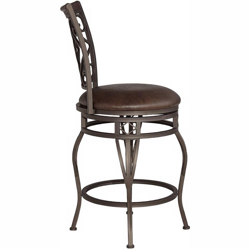 Kensington Hill Hartley 25" Wood and Bronze Metal Swivel Counter Stool