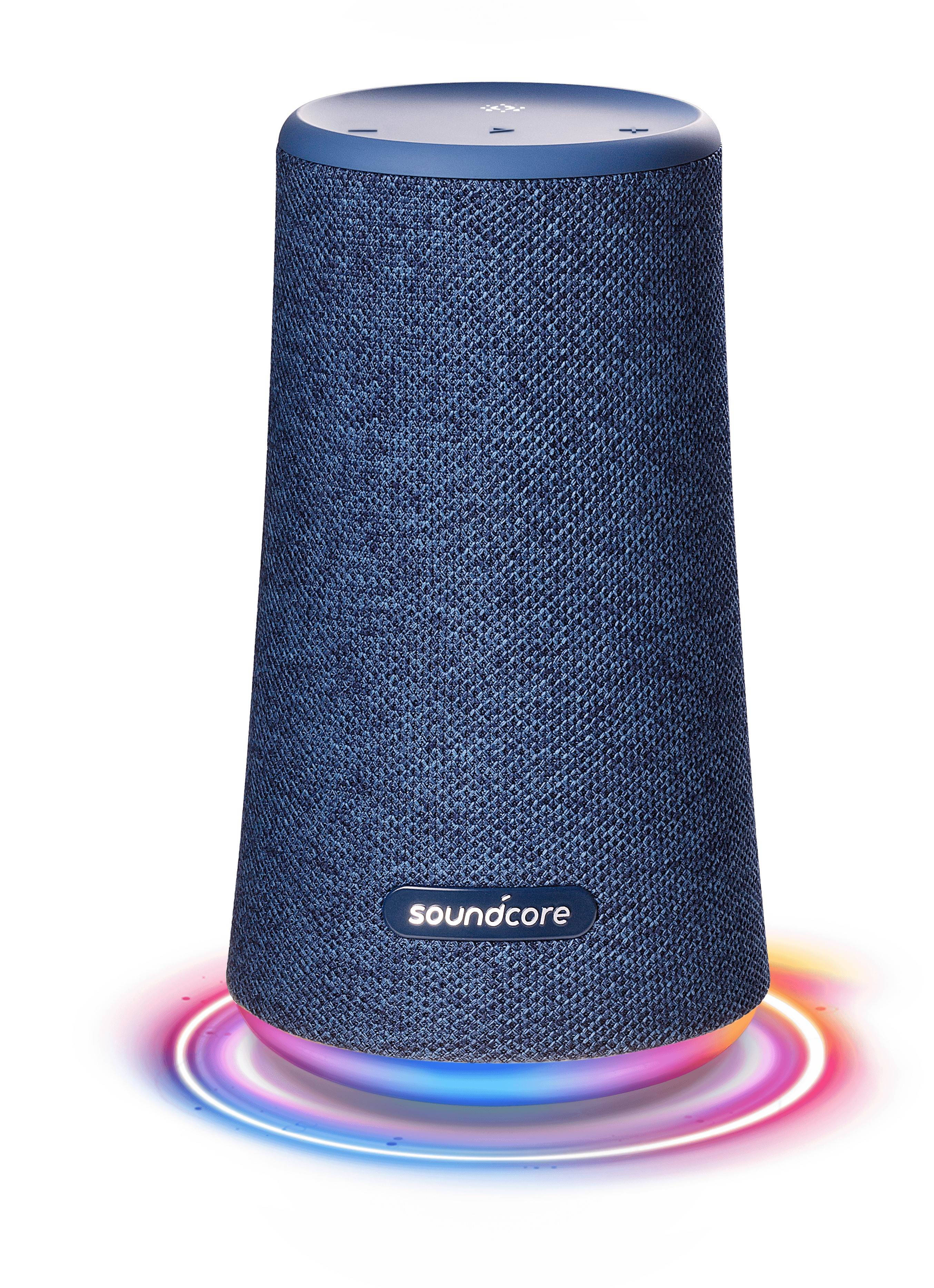 Soundcore Flare+ Portable 360&deg; Bluetooth Speaker by Anker, Huge 360&deg; Sound, IPX7 Waterproof, Bigger Bass, Ambient LED Light, 20-Hour Playtime, 4 Drivers with 2 Passive Radiators (Blue)