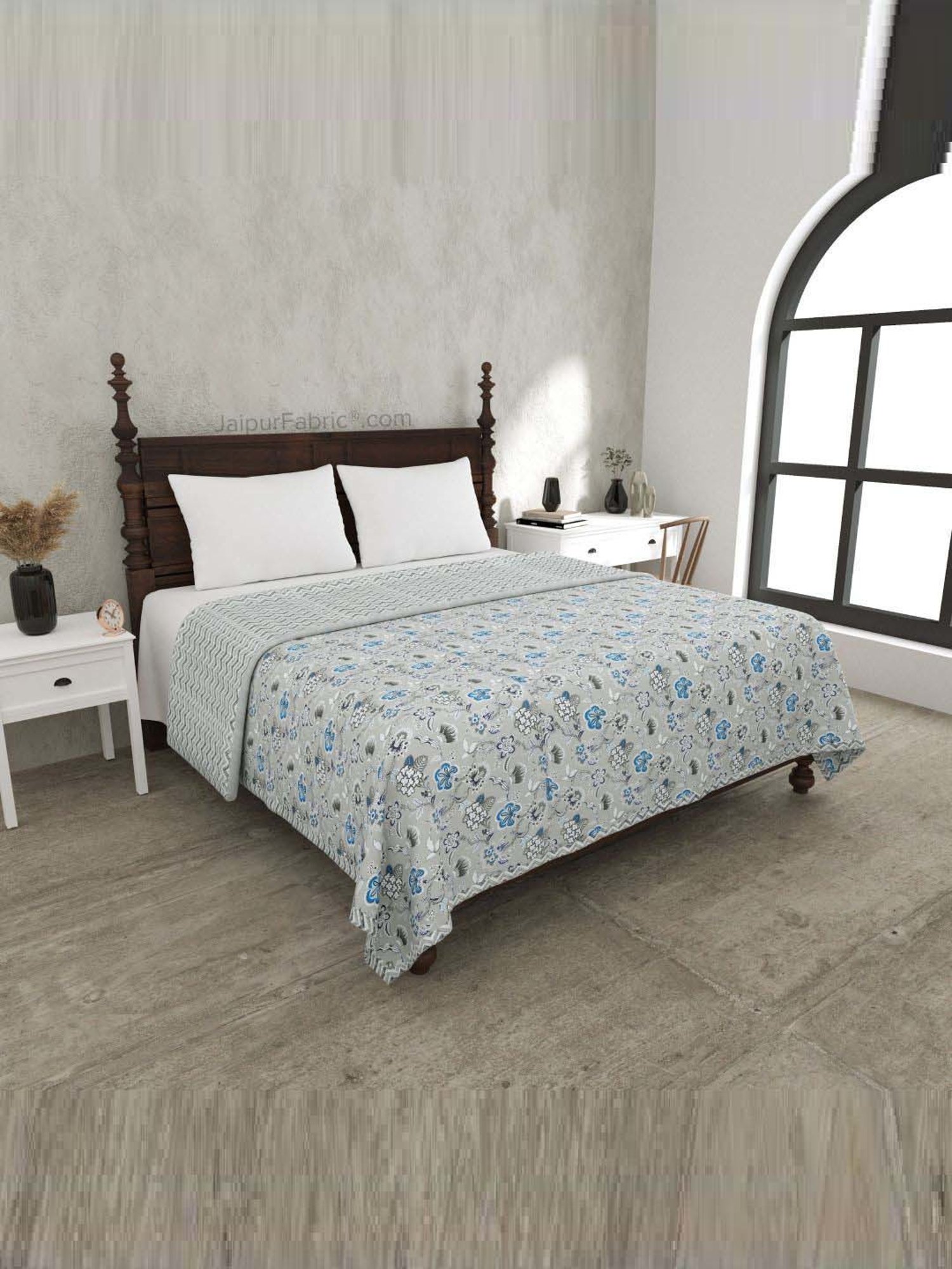 JaipurFabric Coin Grey Mulmul Cotton 150 GSM Reversible Ac Dohar