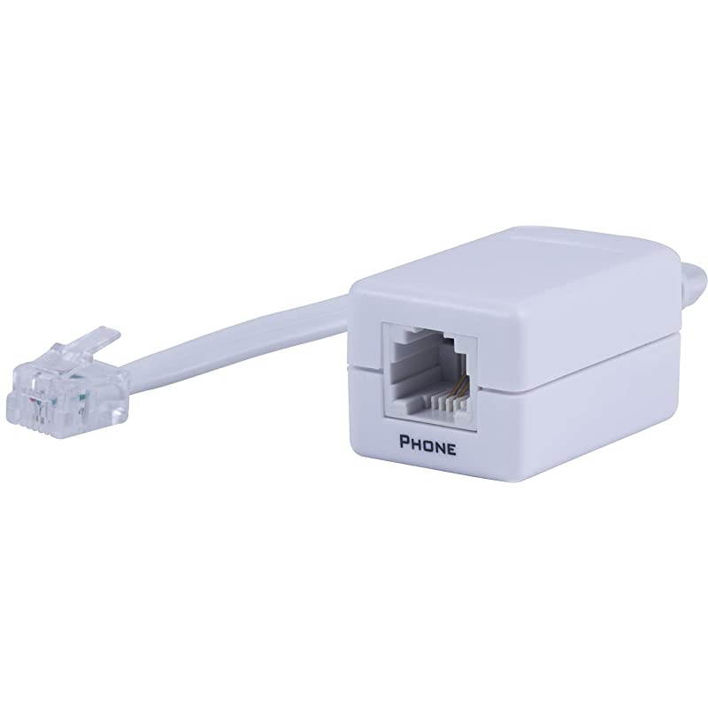 Phone Line Dsl Filter One Device Male to Female 1 Line Noise Filter for Answering Machines Telephones or Fax Machine White 76246