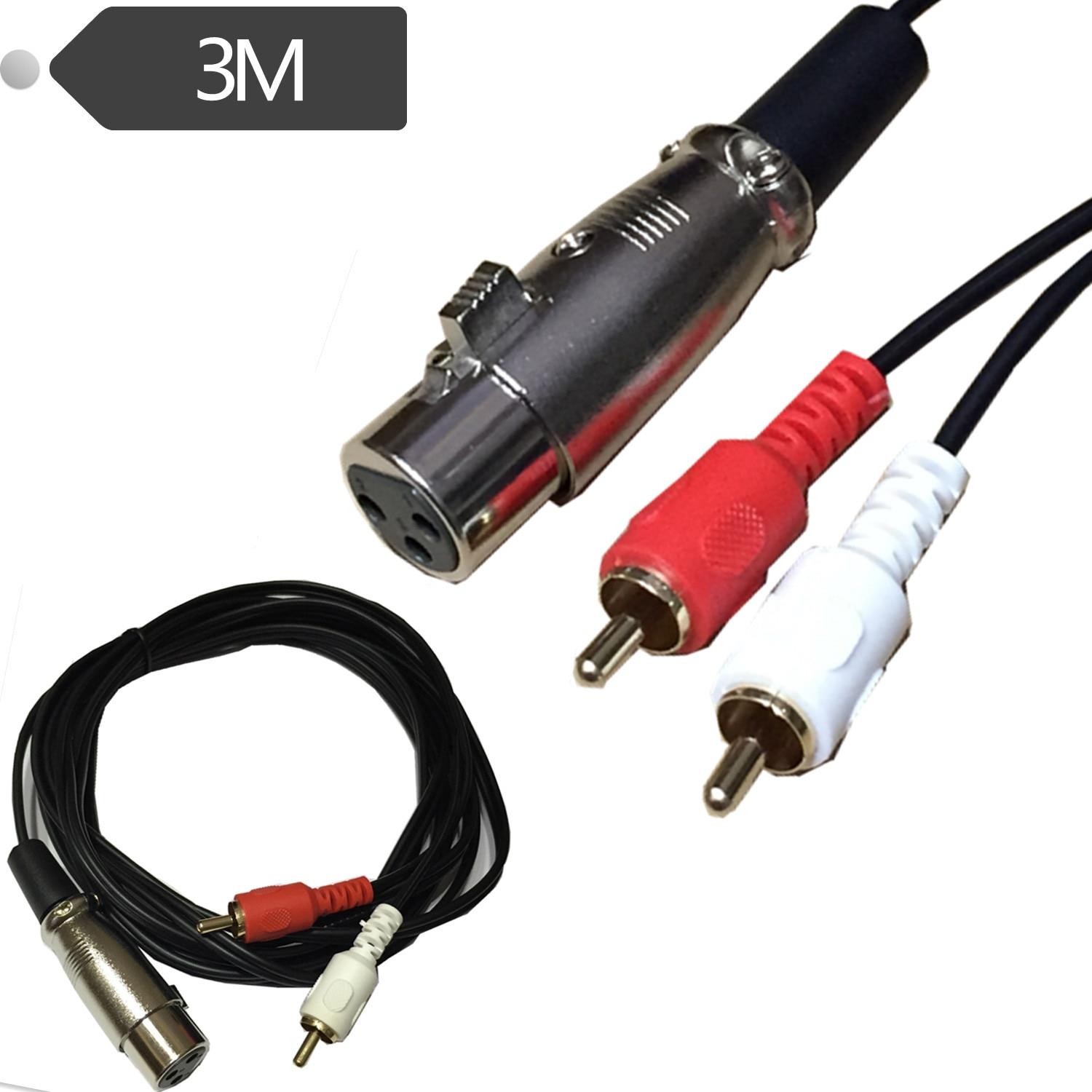 2 RCA male to XLR Female Stereo audio speaker amp Y cable 3m