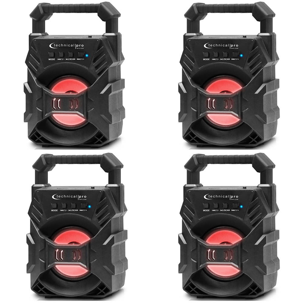 Technical Pro Portable Rechargeable Compact Bluetooth Speaker with LED's USB/FM/TF, Lightweight & Compact Design Make it the Perfect On-The-Go Speaker, for Home, Outdoors, Travel, Party
