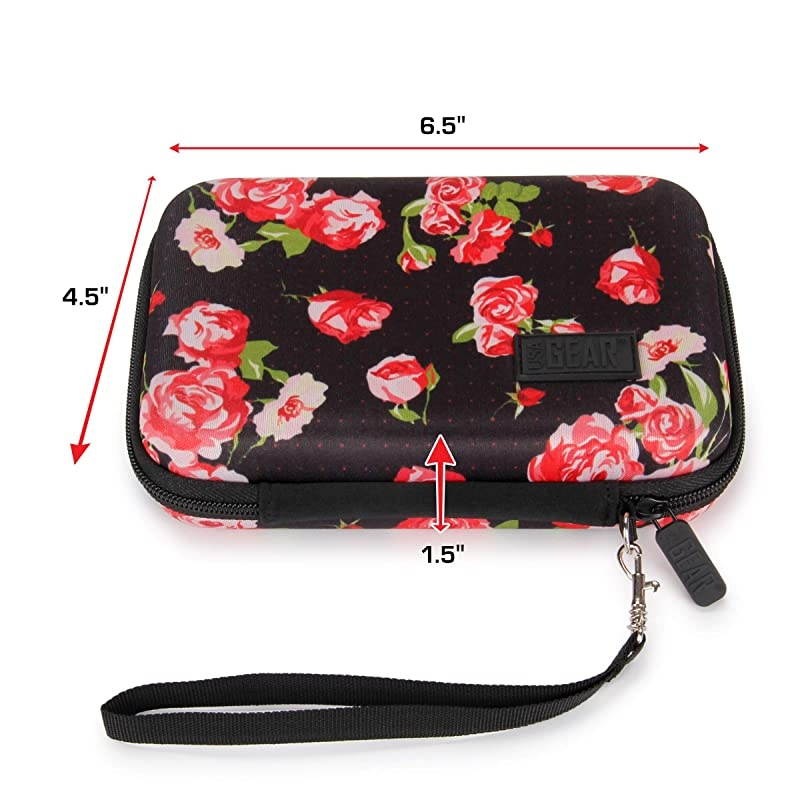 Travel Electronics Organizer 65 Inch Zipper Case with Hard Shell Case Exterior and Accessory Pocket Charger Organizer Accessory Organizer Cable Travel Organizer and More Floral