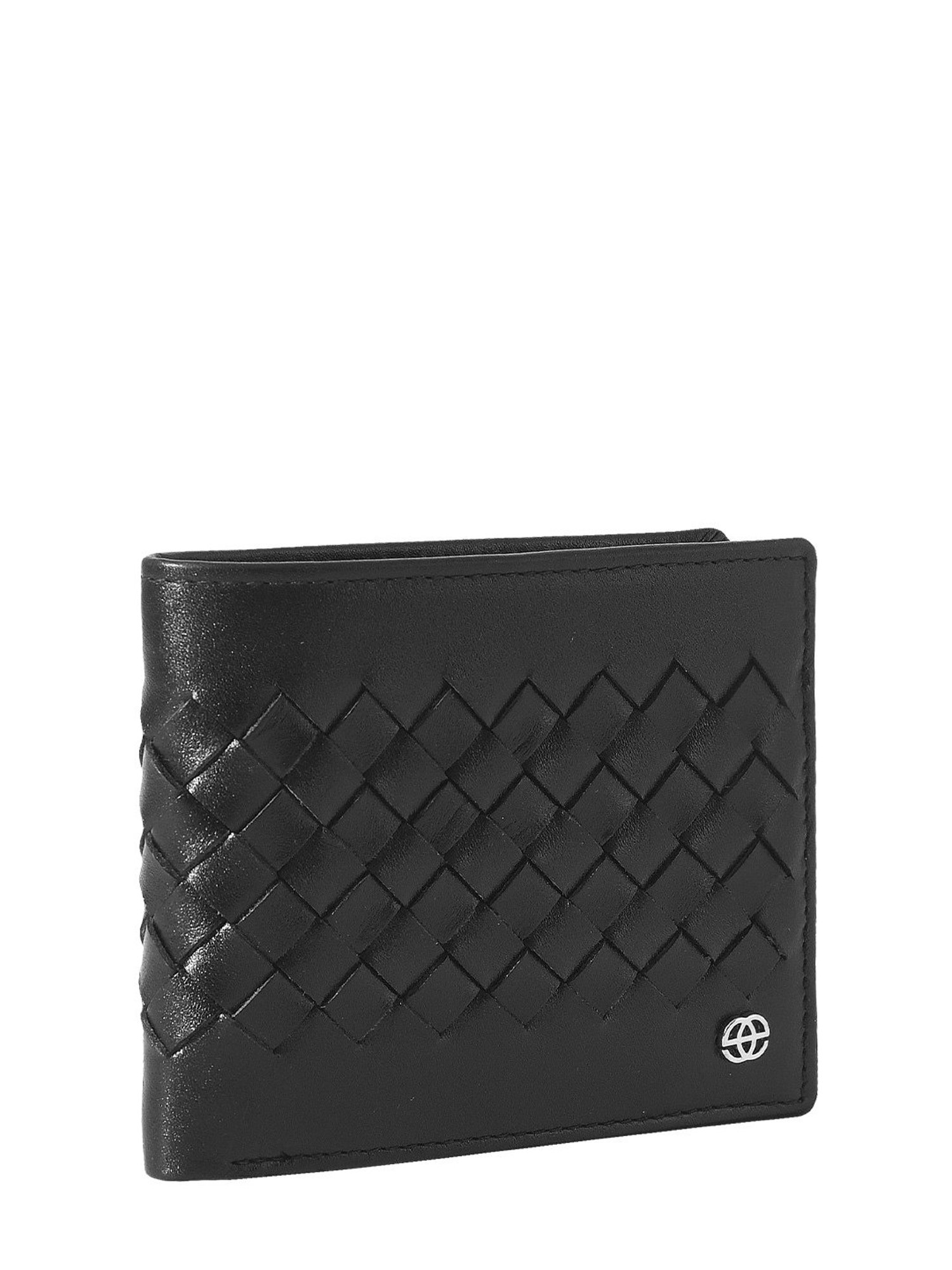 Eske Black Woven Leather Bi-Fold Wallet for Men