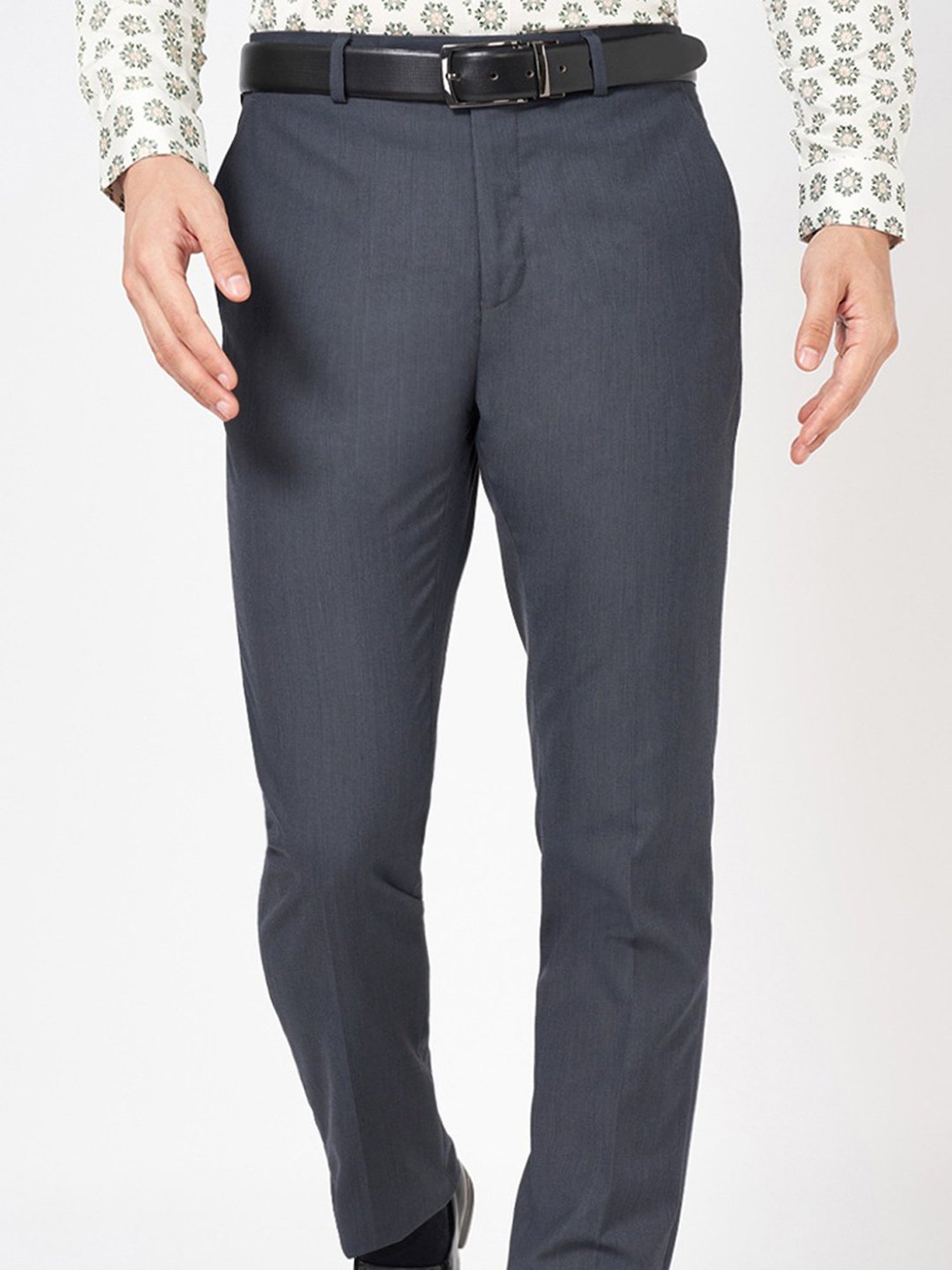 Byford By Pantaloons Black Slim Fit Texture Trousers