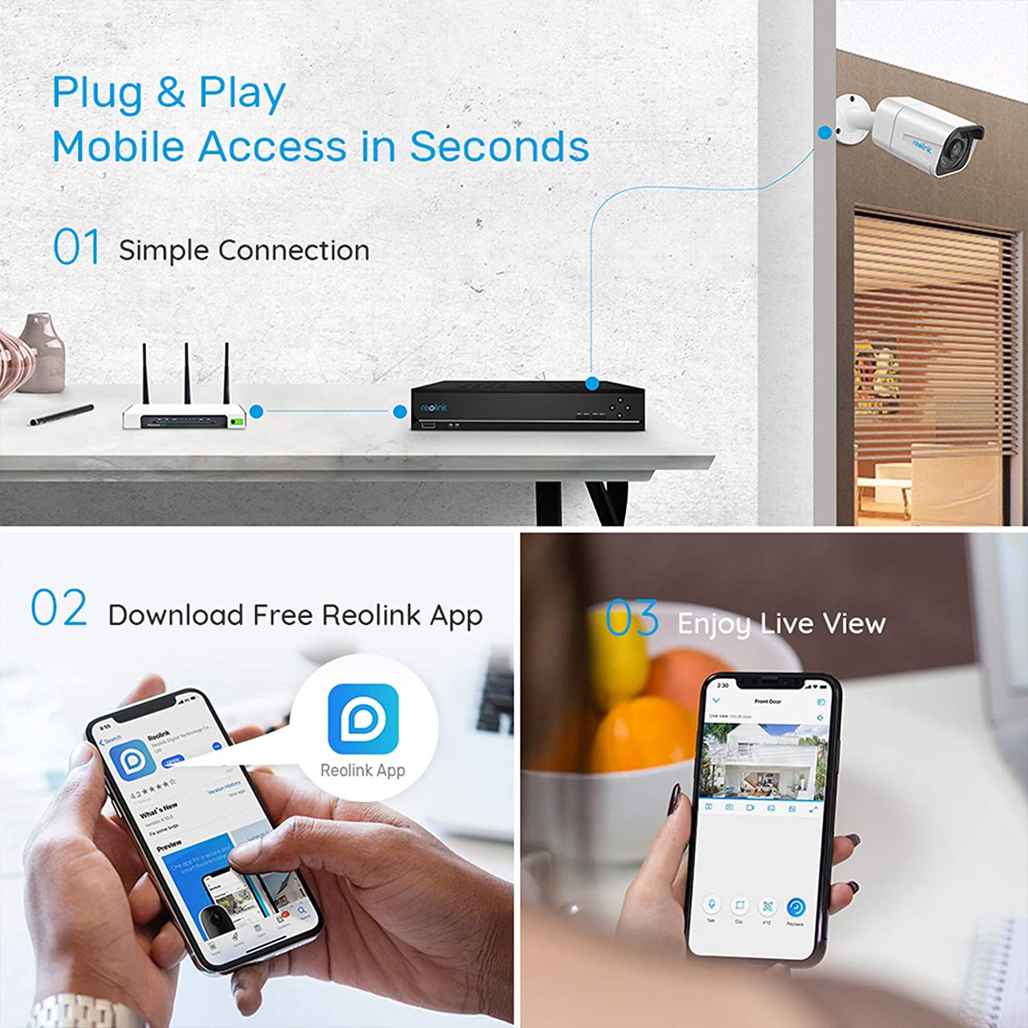 Reolink 4K Ultra HD 8CH POE Security Camera System, 4 x Wired 8MP Outdoor PoE IP Cameras, 8MP 8-Channel NVR with 2TB HDD Video Surveillance System for 24/7 Recording RLK8-800B4