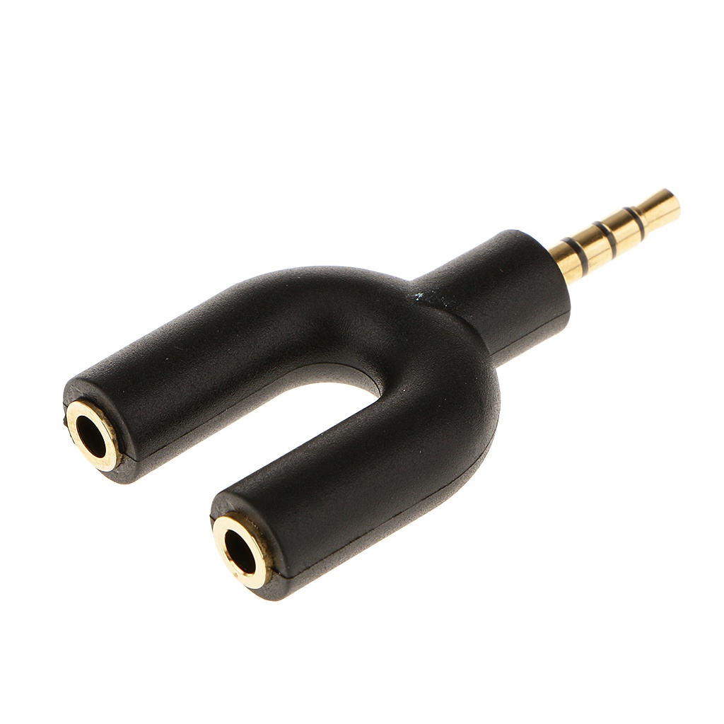 3.5mm Stereo Audio Jack Earphone Headphone 2 Way U Splitter Adapter Black