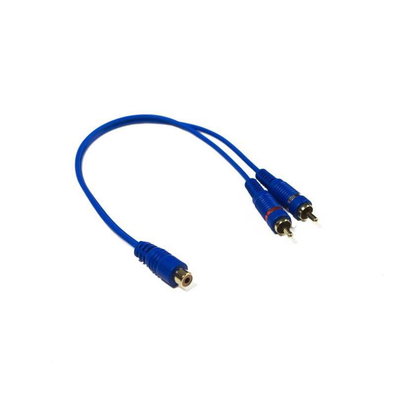 Stinger SSIBY2M 2M-1F Blue RCA Interconnects Y-Adapter