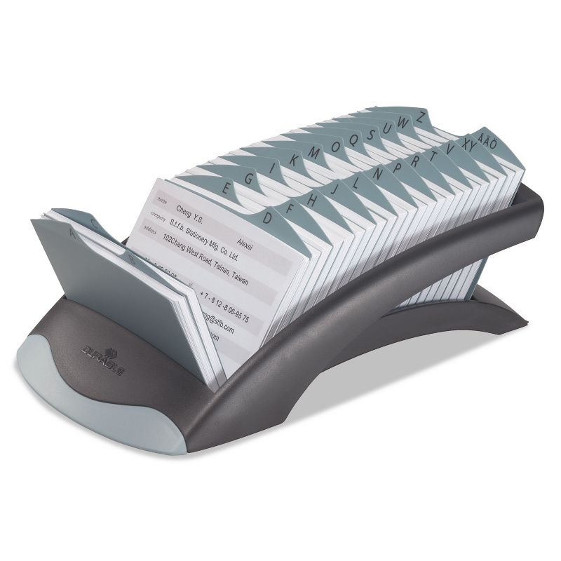 Durable TELINDEX Desk Address Card File Holds 500 4 1/8 x 2 7/8 Cards Graphite/Black 241201