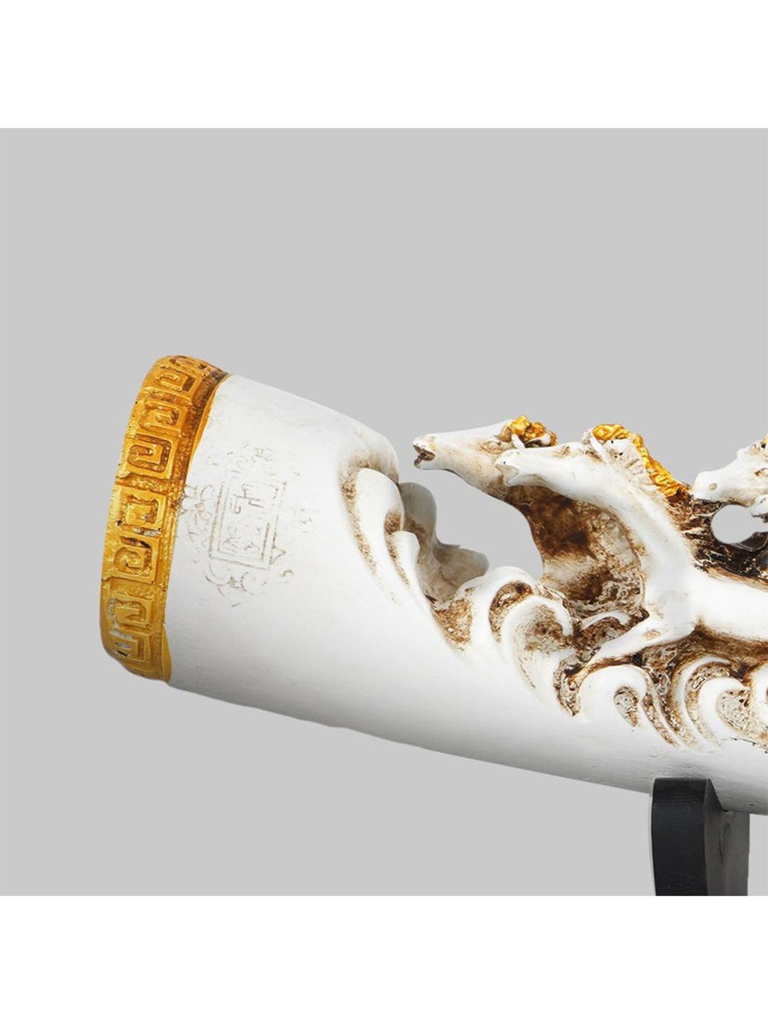 The Artment White Polyresin Eight Running Horses Carved In Tusk