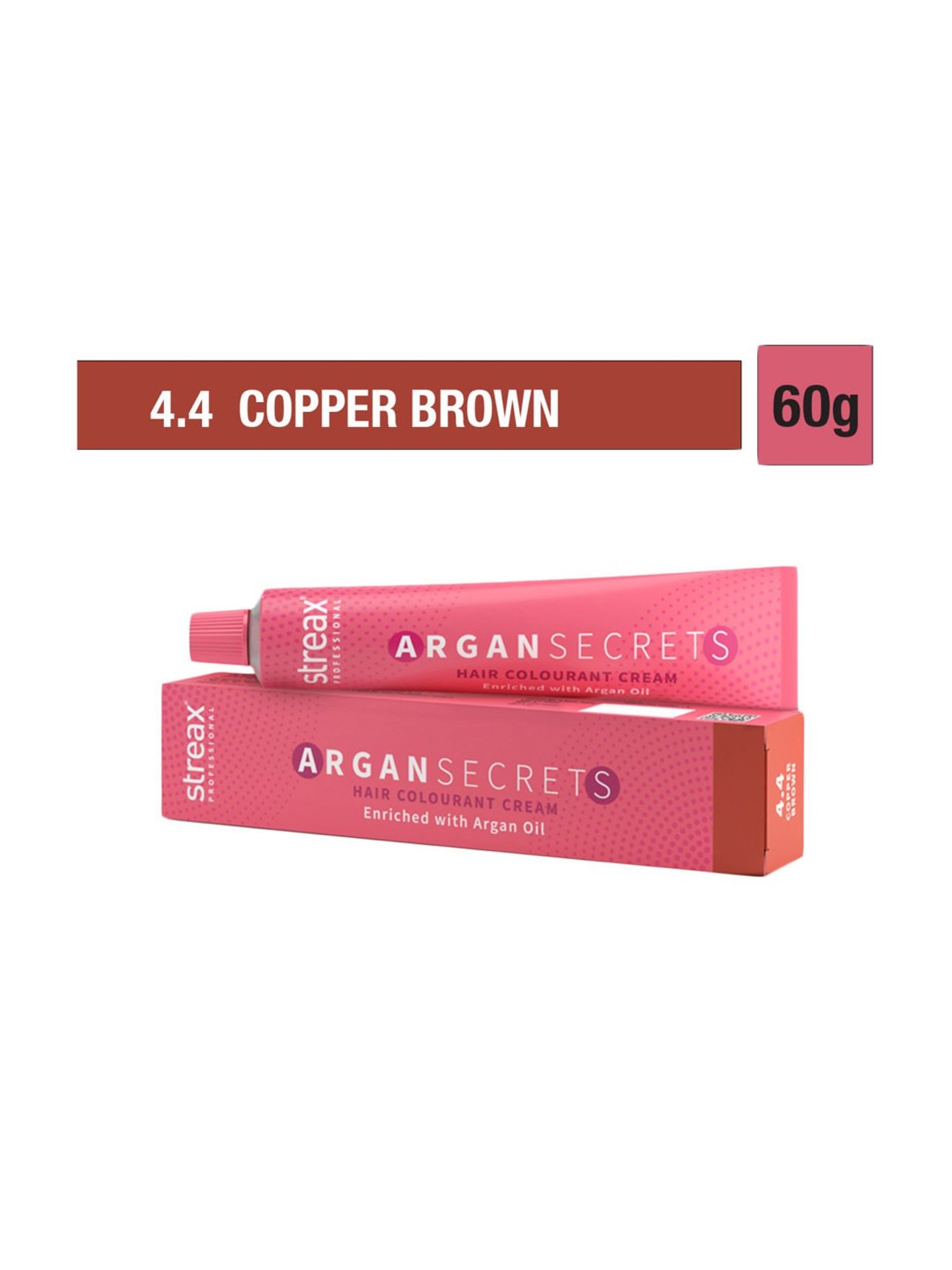 Streax Professional Argan Secret Hair Colourant Cream Copper Brown 4.4 - 60 gm