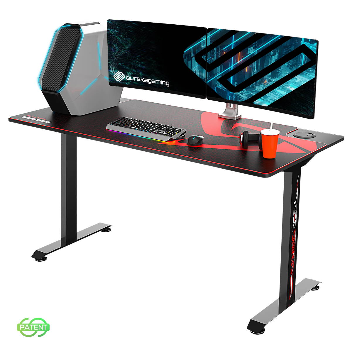 Eureka Ergonomic 2 Person Racing Gaming Desk Large Gamer Table (5ft Long 27.6in Wide), T-Shaped Office PC Computer Desk with Full-Size Mouse Pad, Popular Gift for Son/Boyfriend/E-Sports Lover
