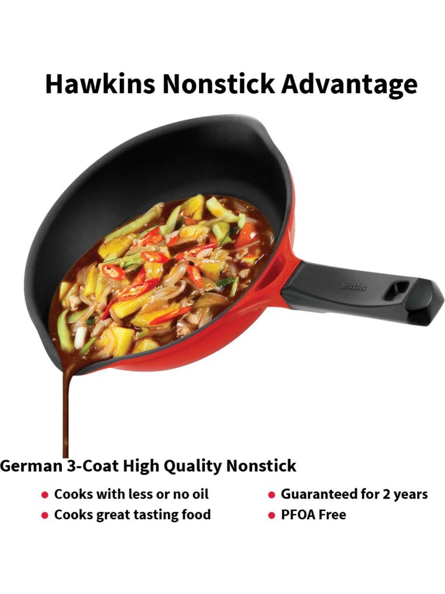 Hawkins Die-Cast Red & Transparent Aluminium 24.1 cm Non-Stick Fry Pan With Lid - Set of 1