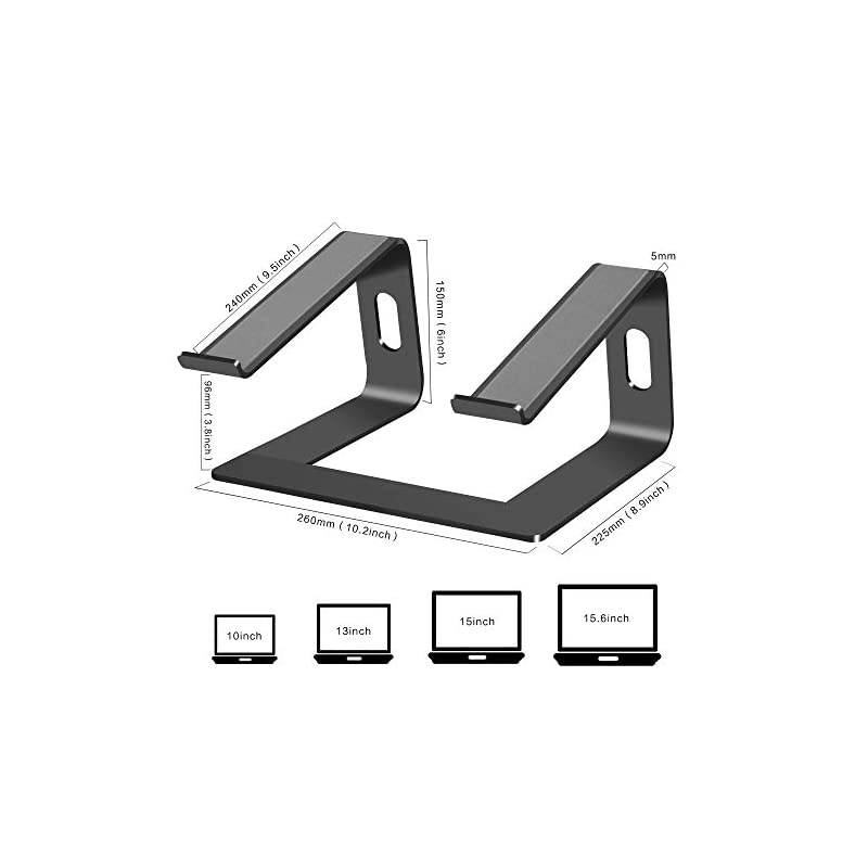 Aluminum Laptop Stand for Desk Compatible with Mac MacBook Pro Air Apple Notebook Portable Holder Ergonomic Elevator Metal Riser for 10 to 156 inch PC Desktop Computer LS1 Black