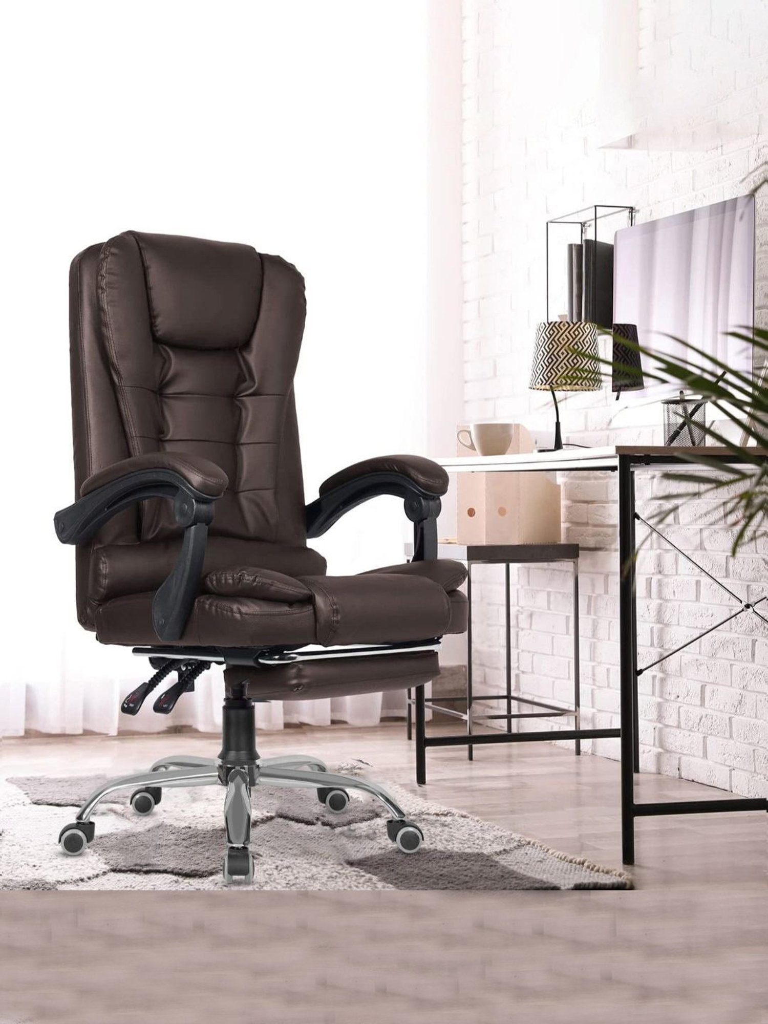 Green Soul Urbane Brown PU Leather High Back Chair