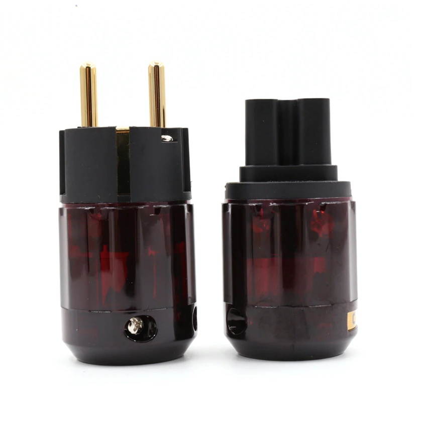 HiFI audio Diy power cable one pair Gold Plated C-079 IEC P-079e Schuko Eu plug For Audio Connector