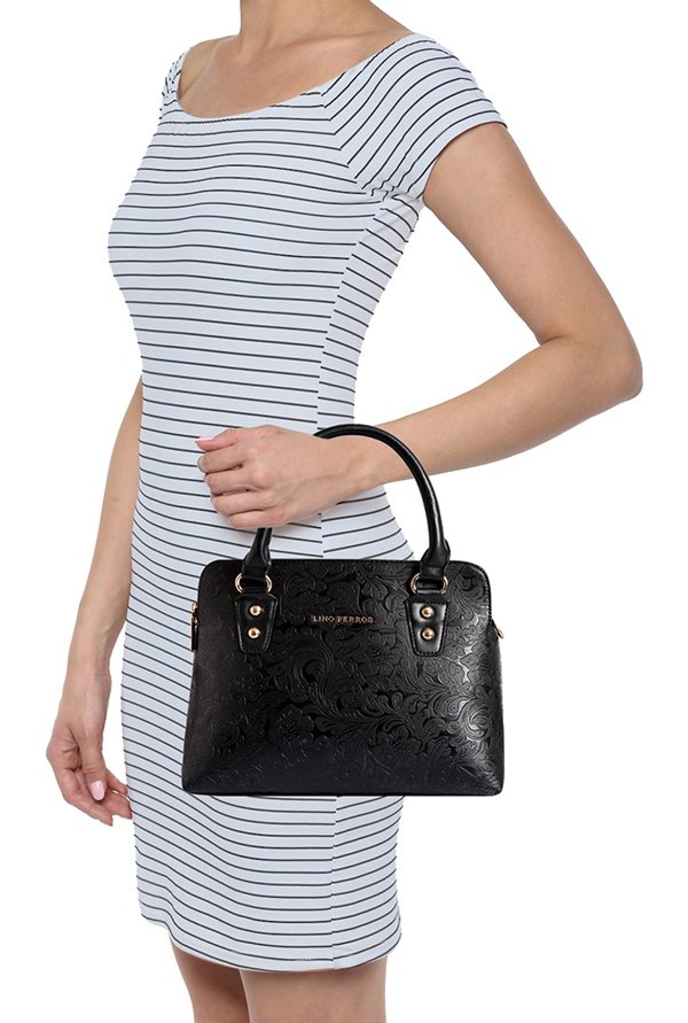 Lino Perros Black Textured Handbag